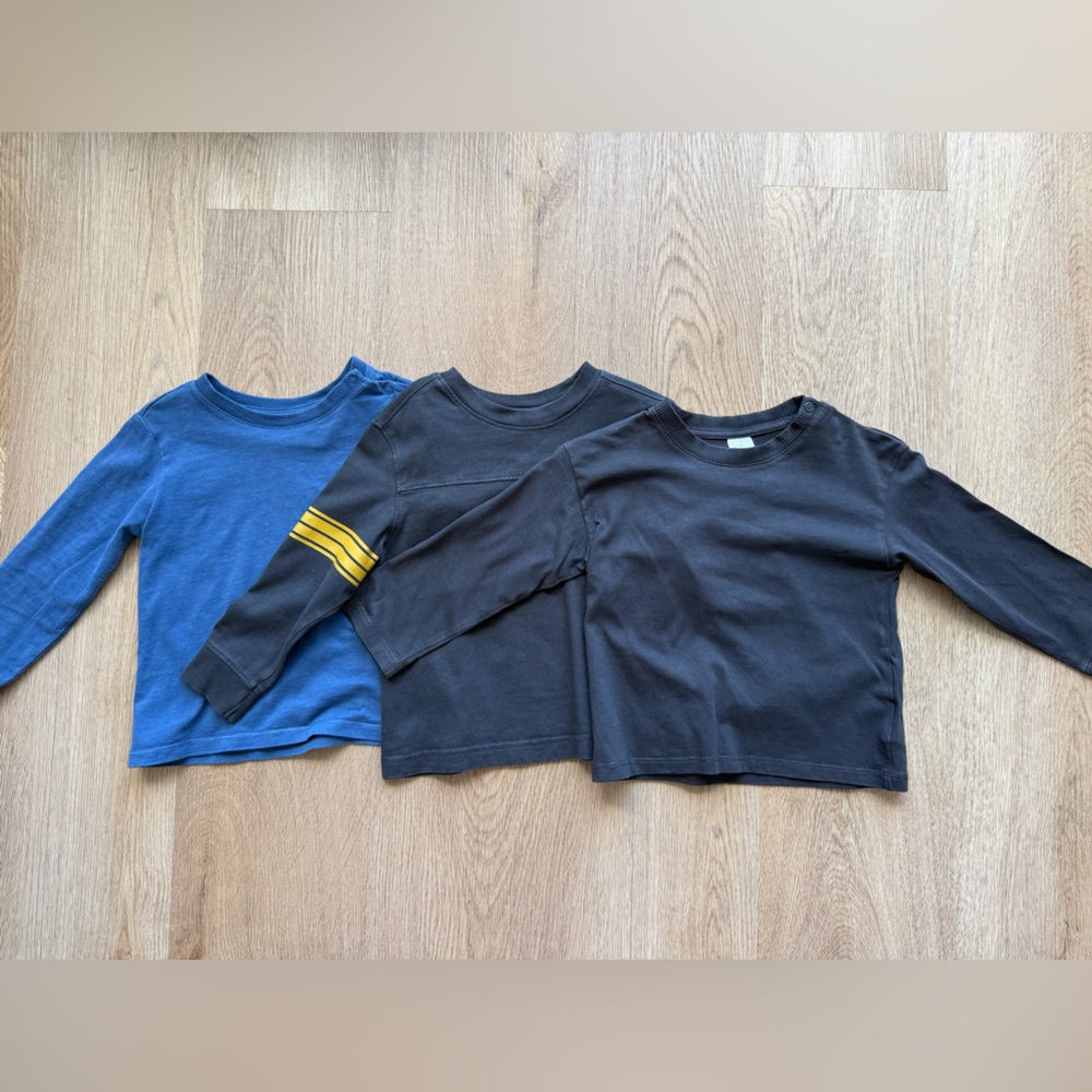 Bundle of 3 Kids Long Sleeve Shirt Set - Blue and Black